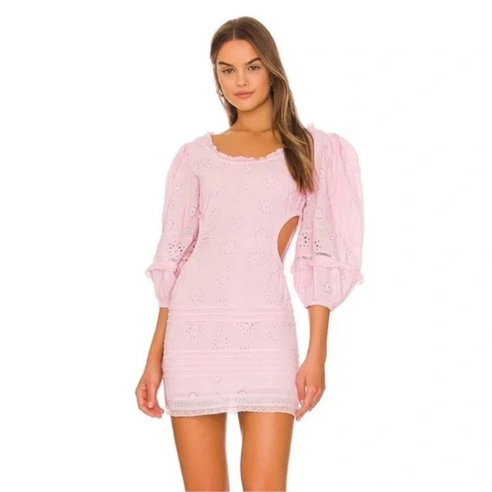 Tularosa Genevieve Light Pink Eyelet Mini Dress sz XL